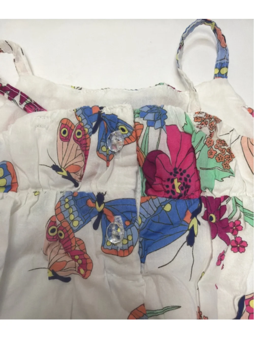 Old Navy Baby Girl Summer Sundress Butterfly Dress 6-12 Months White Multicolor